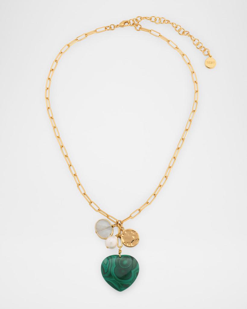NEST Jewelry Malachite Heart Charm Necklace