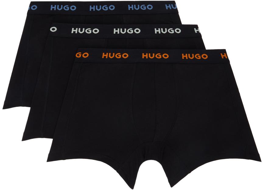 Hugo Boss Three-Pack Black Jacquard-Logo Boxers