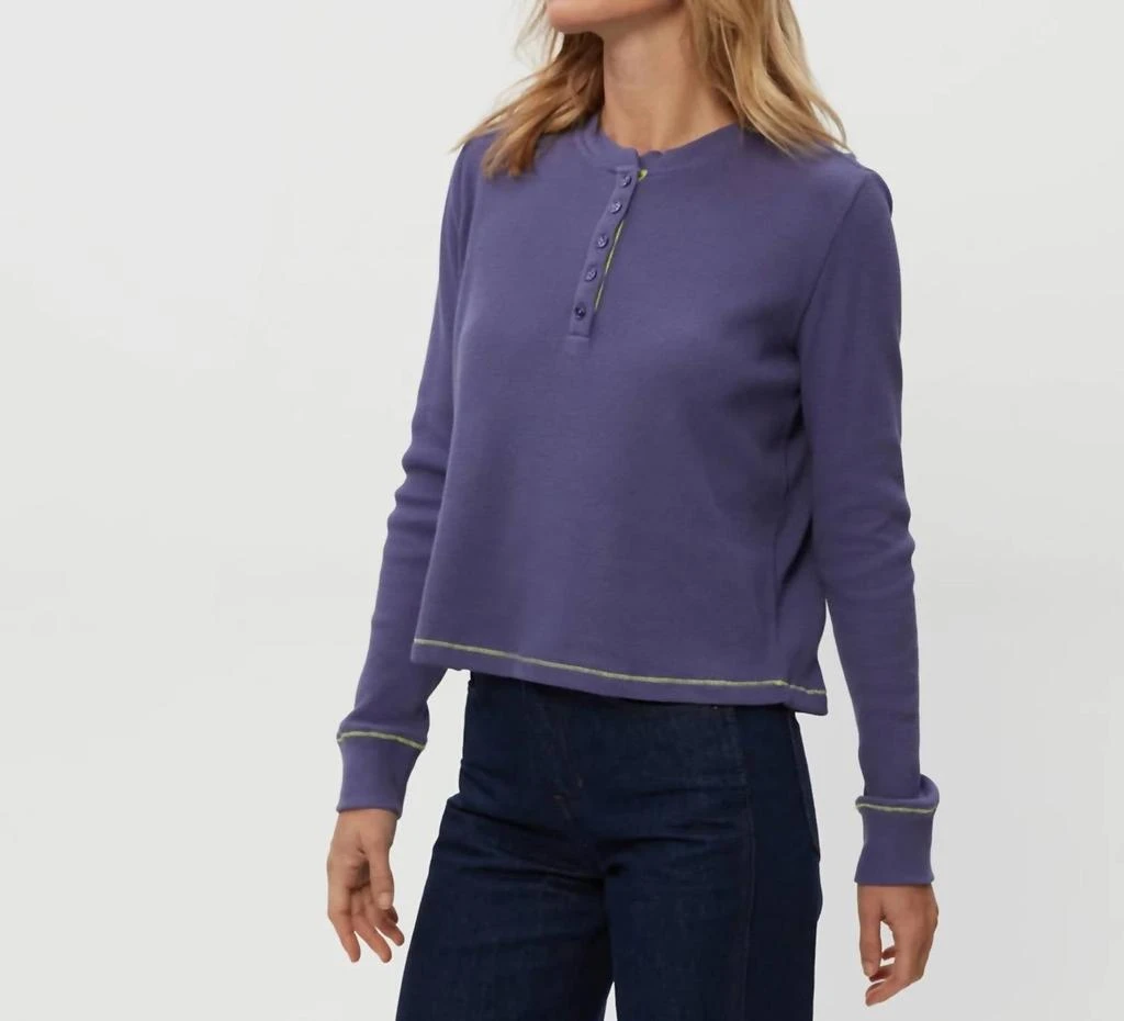 Michael Stars Lina Thermal Henley Tee In Moonlit 2
