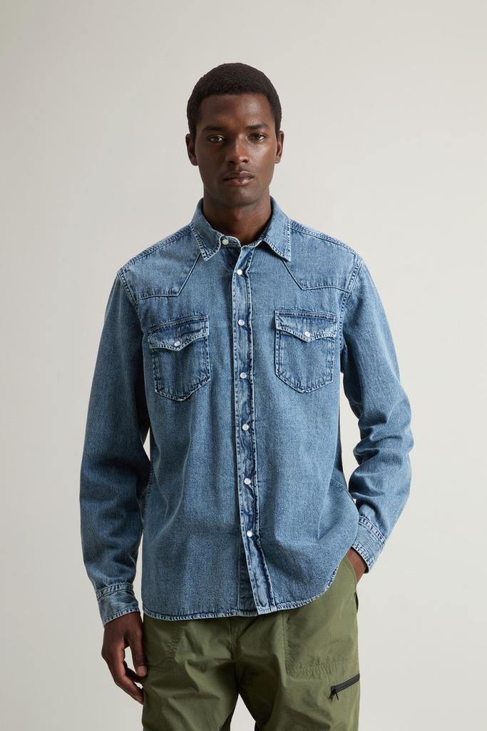 Woolrich Shirt in Pure Cotton Denim - Men - Blue