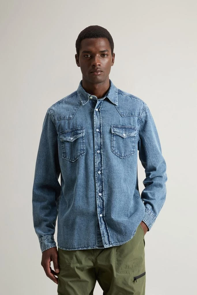 Woolrich Shirt in Pure Cotton Denim - Men - Blue 1