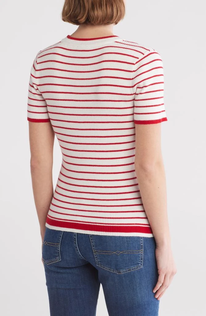 Bobeau Short Sleeve Ribbed Striped Sweater 2