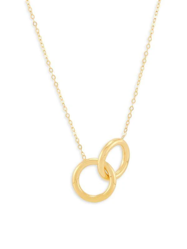 Saks Fifth Avenue 14K Yellow Gold Interlock Pendant Chain Necklace 1