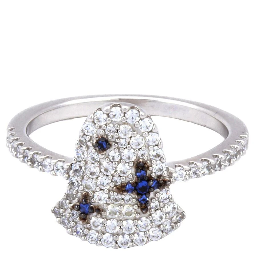 apm Monaco Ladies Sterling Silver With White / Blue Crystal Ring 1