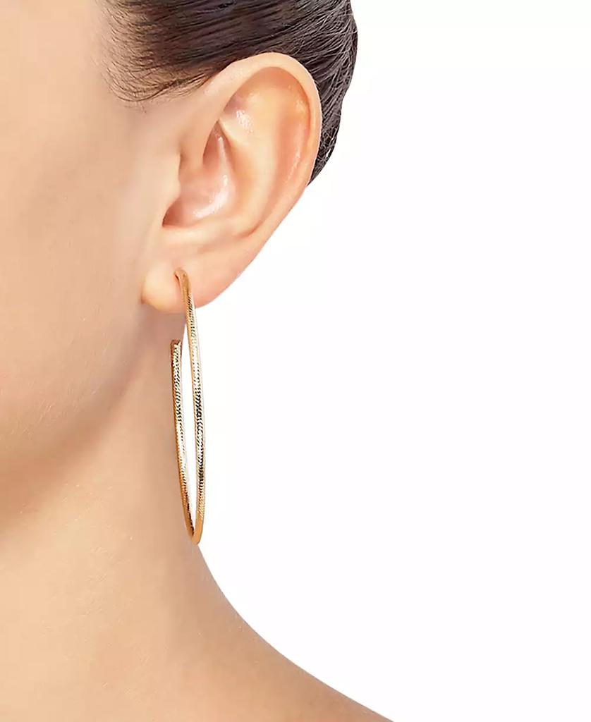 Italian Gold Textured Skinny Hoop Earrings (1-1/2") in 14k Gold