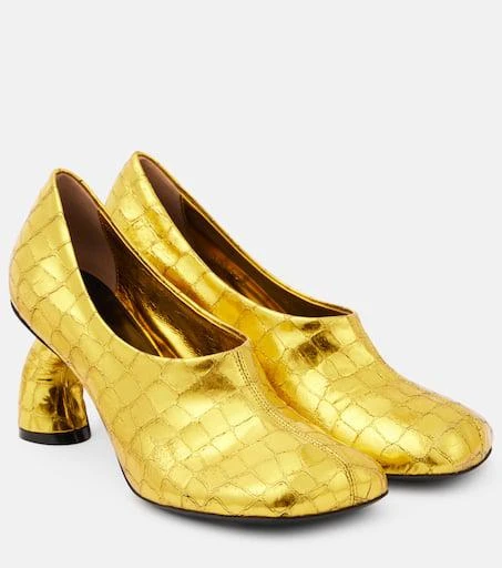 Dries Van Noten 75 metallic leather pumps 1