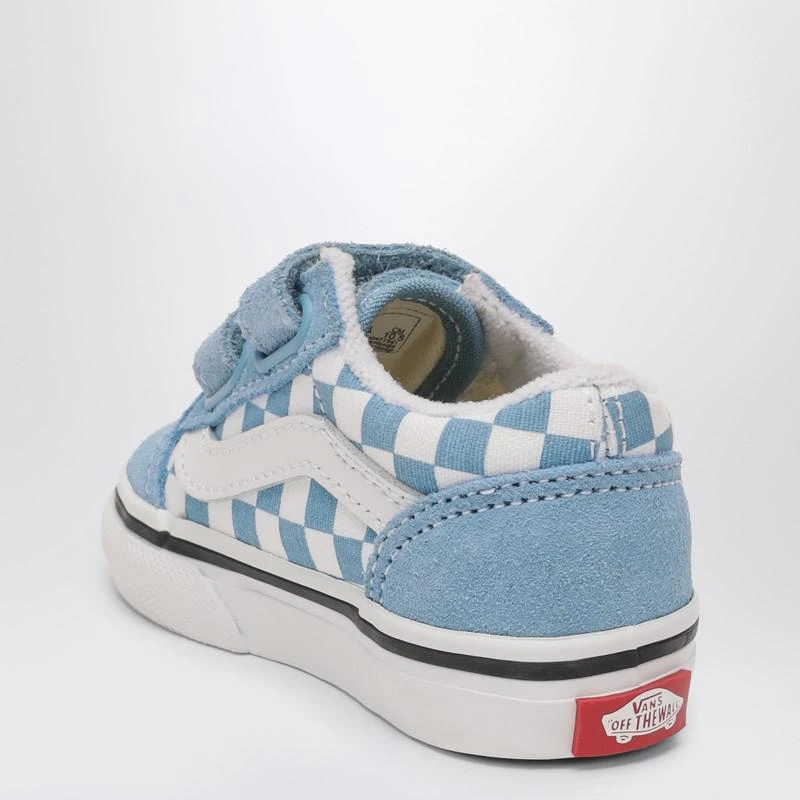 Vans White/Blue Old Skool Sneakers with Check Pattern 3
