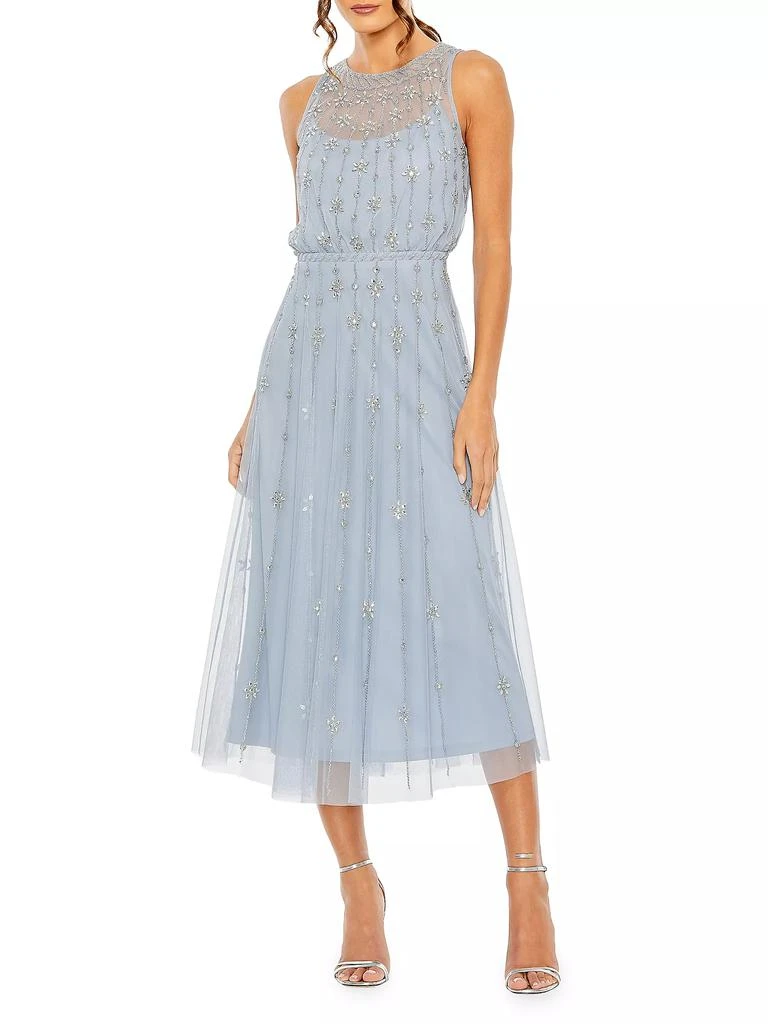 Mac Duggal Crystal-Embellished Tulle Midi-Dress 1