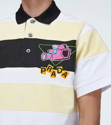 Prada Camera printed striped polo shirt 5