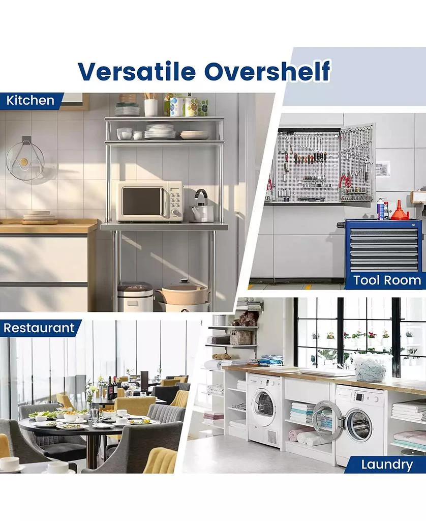 SUGIFT 36 x 12 Inch Kitchen Stainless Steel Overshelf with Adjustable Lower Shelf 2