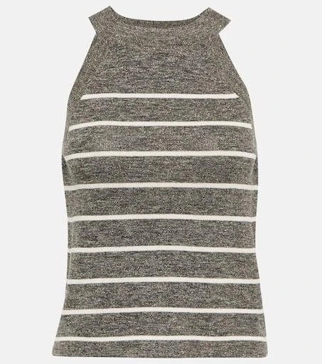 Brunello Cucinelli Striped linen blend tank top 1