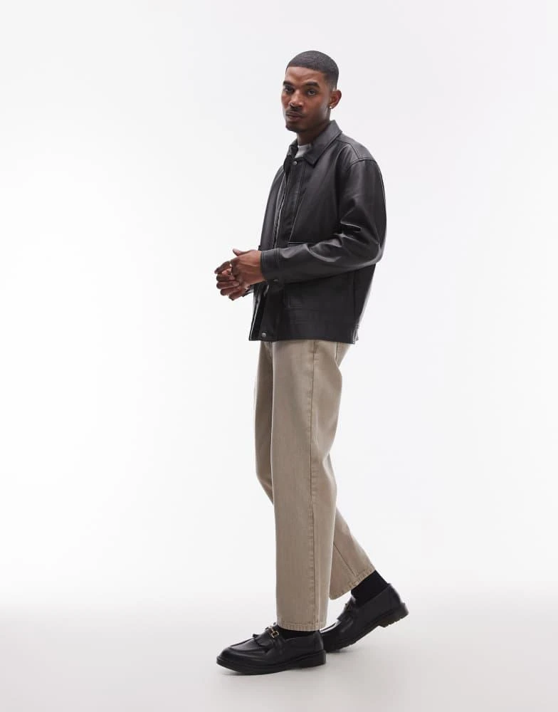 Topman Topman faux leather jacket with front pockets in black 2