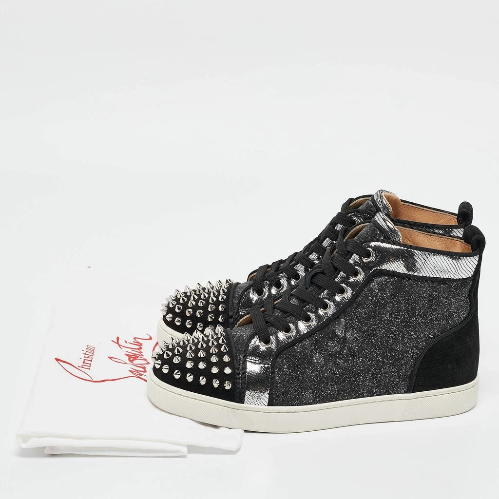 Christian Louboutin Christian Louboutin Silver/Black Suede and Leather Lou Spikes High Top Sneakers Size 37.5 10