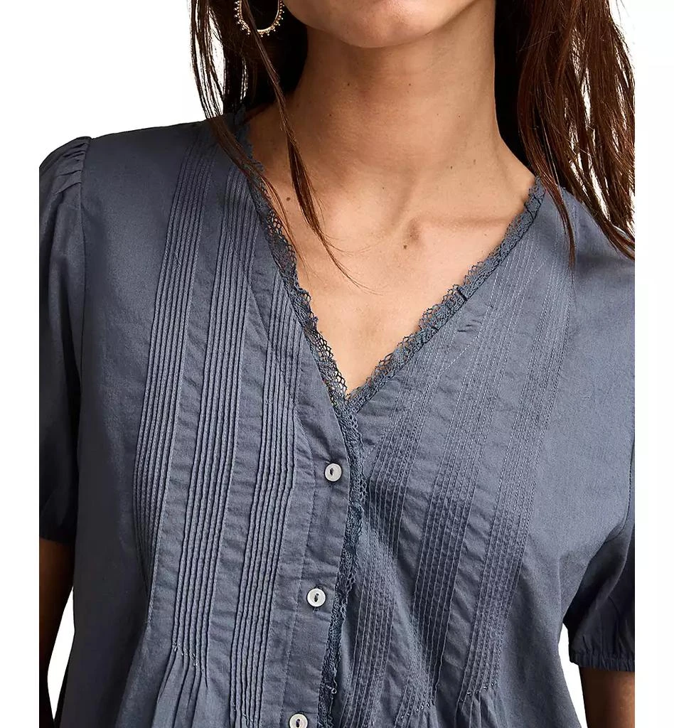 Lucky Brand Women's Cotton Short-Sleeve Pintuck Top 3