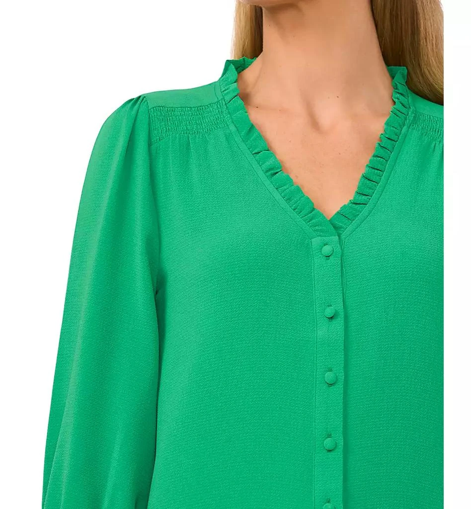 CeCe Women's Ruffled Button Front 3/4-Sleeve Blouse 3