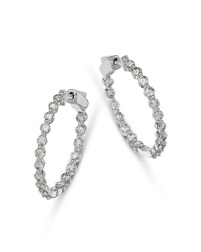 Bloomingdale's Diamond Inside Out Medium Hoop Earrings in 14K White Gold, 2.50 ct. t.w.