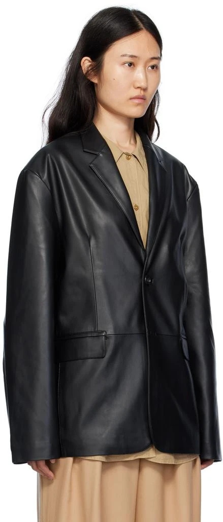 The Frankie Shop Black Olympia Faux-Leather Blazer 2