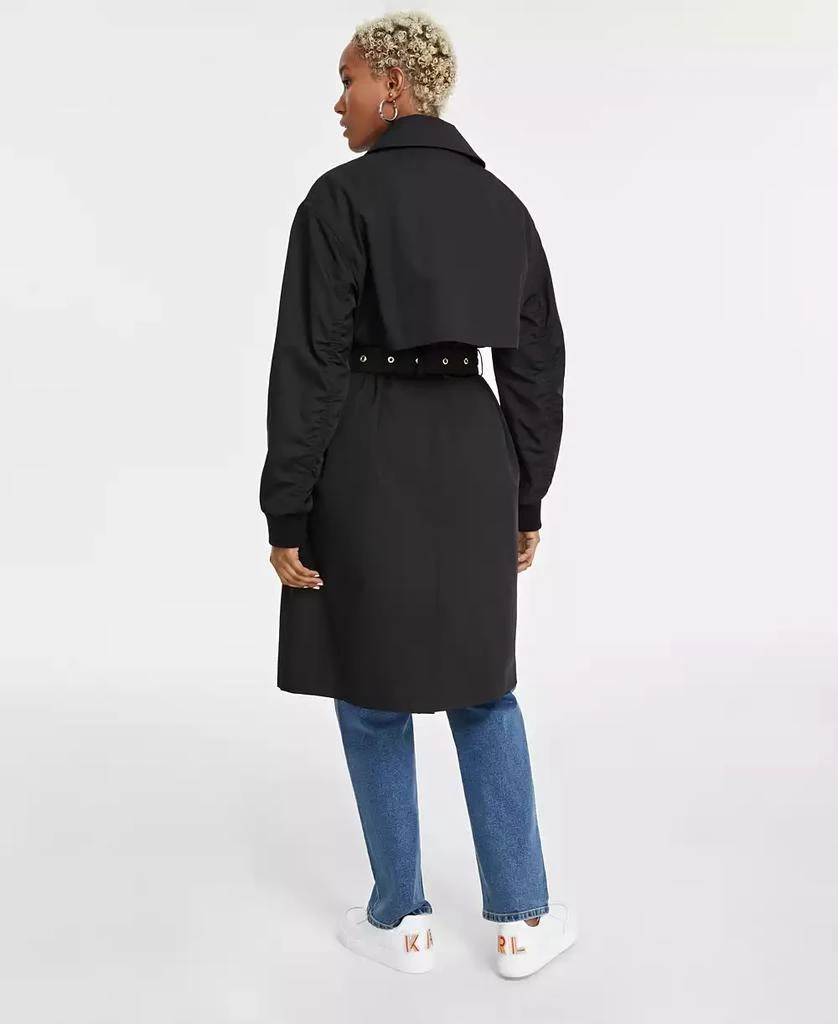 Karl Lagerfeld Paris Women's Ruched-Sleeve Trench Coat 2