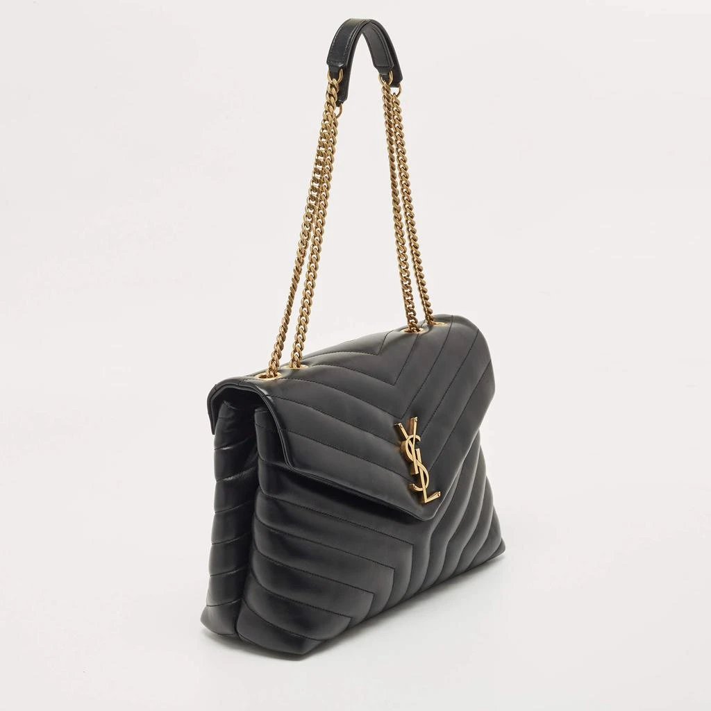 Yves Saint Laurent Saint Laurent Black Matelassé Leather Medium LouLou Shoulder Bag 3