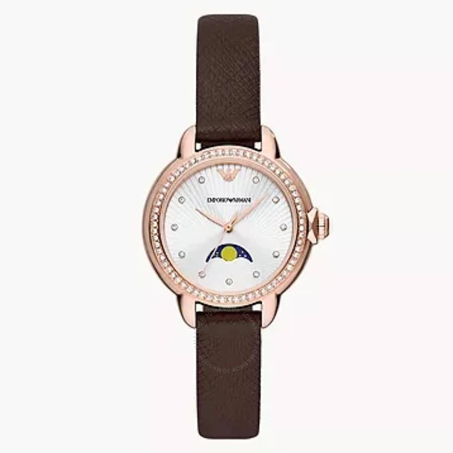 Emporio Armani Mia Quartz Moon Phase Crystal Silver Dial Ladies Watch AR11568 1