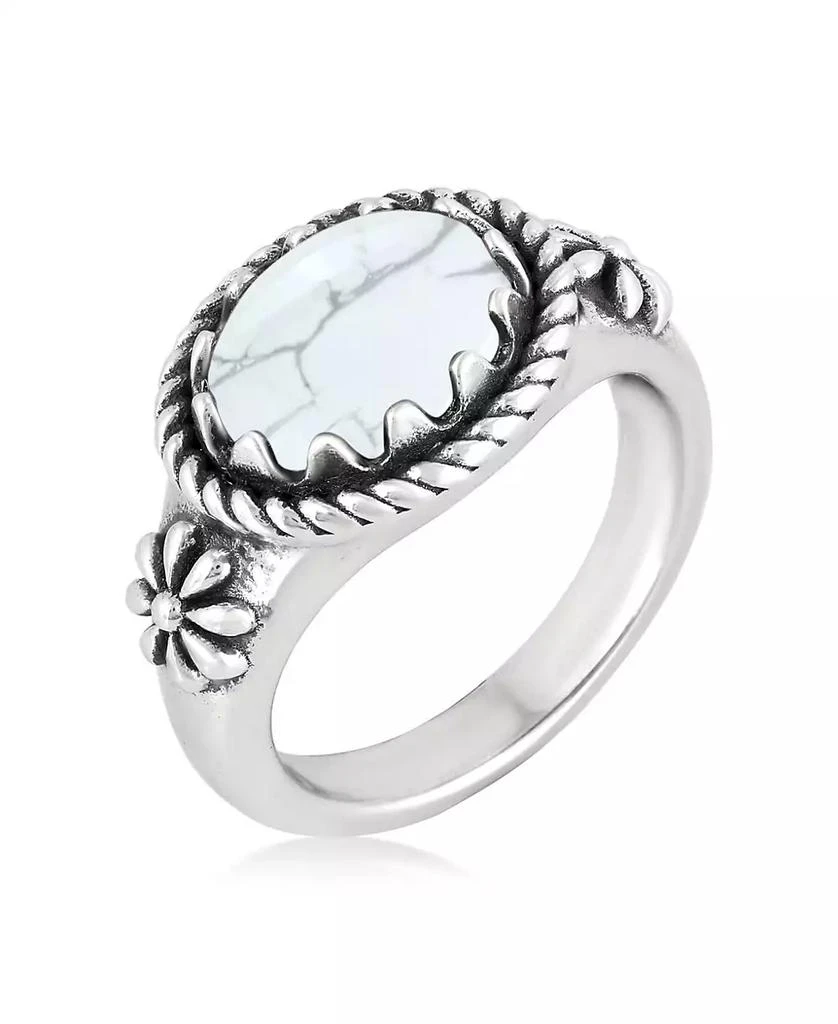American West Jewelry Sterling Silver White Howlite East West Ring, Size 5 to 2