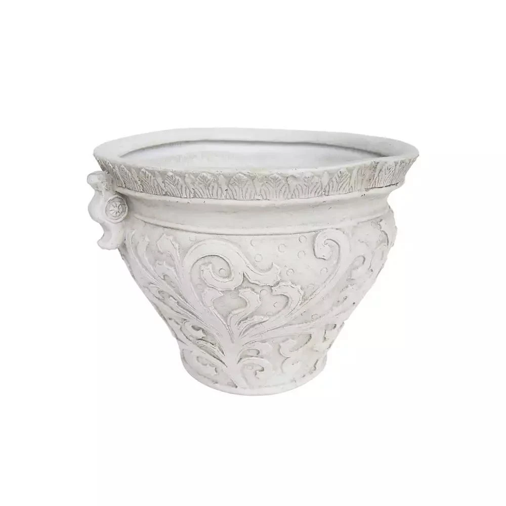 Streamdale Furniture Streamdale Antique White Concrete Planter For Indoor/Outdoor Use 2