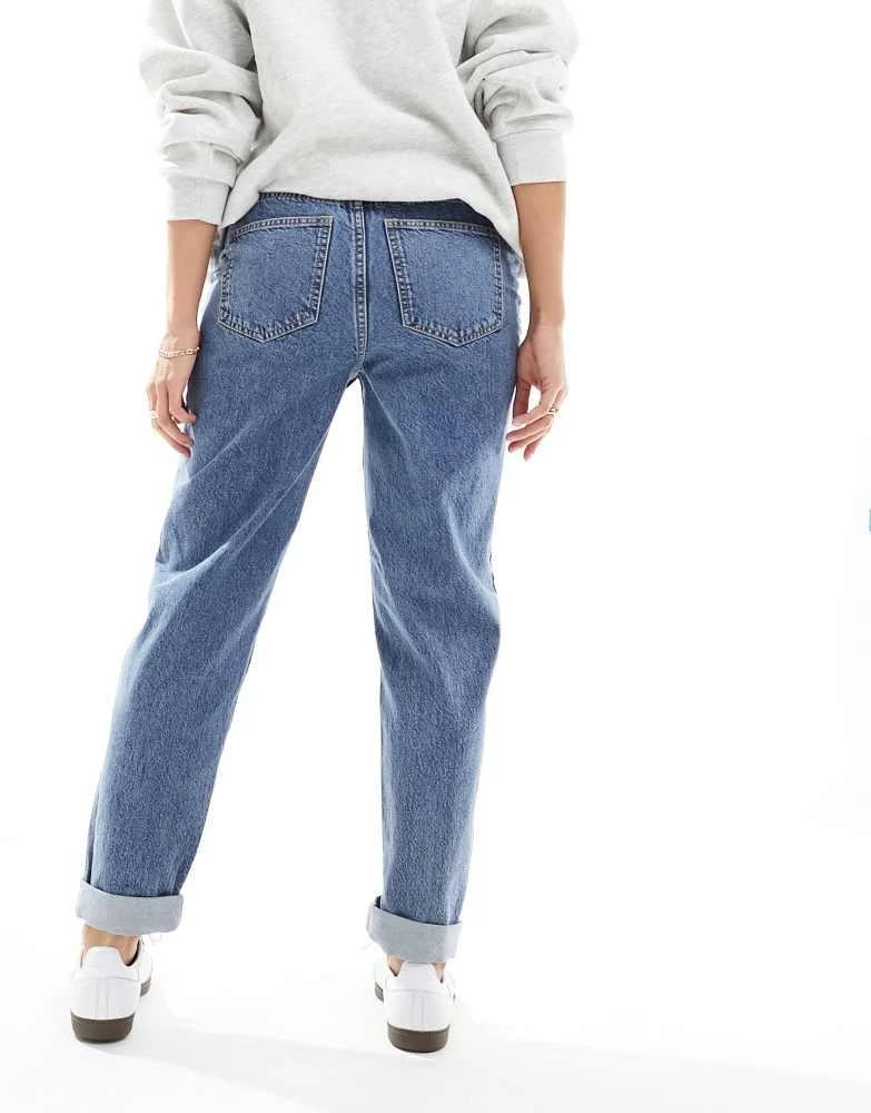 ASOS ASOS DESIGN Maternity high rise relaxed mom jeans in mid blue 5
