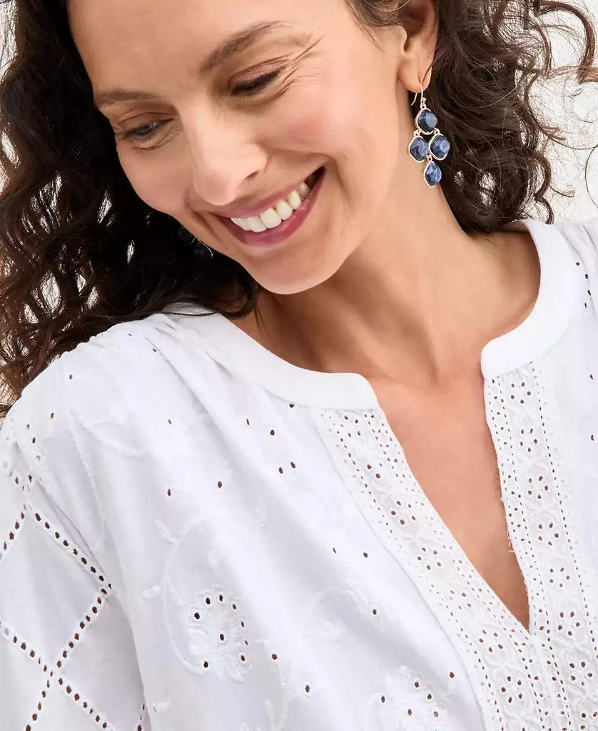 Style & Co Women's Split-Neck Eyelet-Embroidered Top, Exclusively at Macy's 3