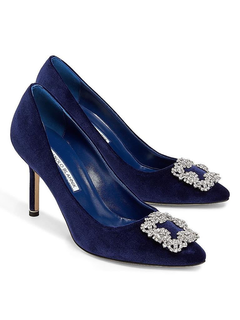Manolo Blahnik Hangisi Crystal-Embellished Buckle Pumps