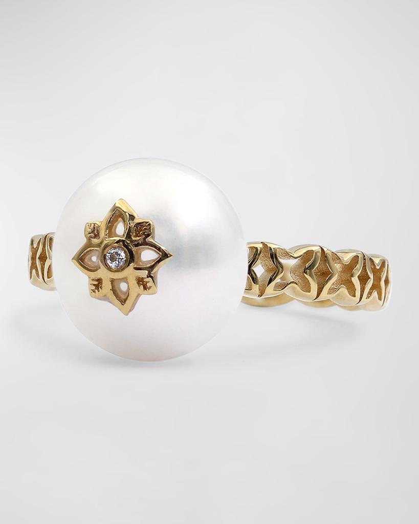Stephen Dweck White Pearl and White Diamond Statement Ring in 18K Gold