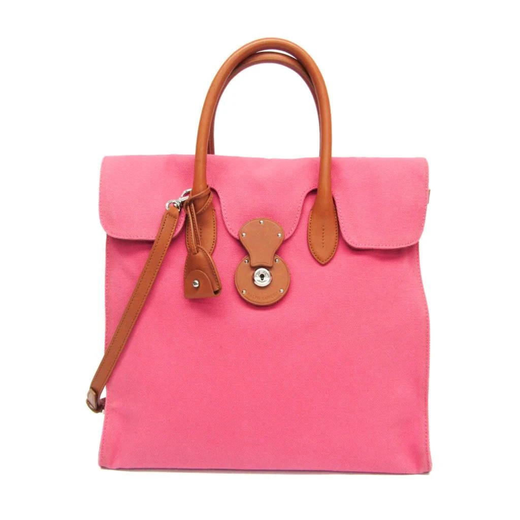 Ralph Lauren Ricky  pink Leather Canvas Handbag Shoulder Bag (Pre-Owned) 1