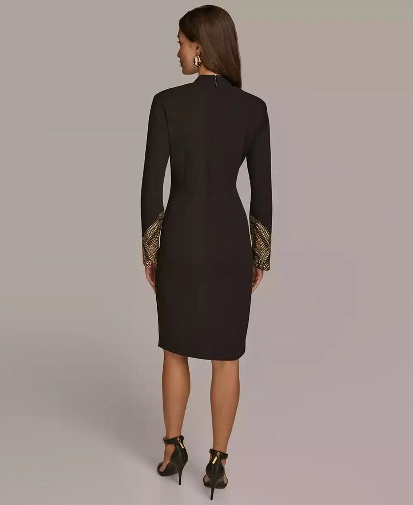 Donna Karan Women's V-Neck Embellished-Cuff Dress 2