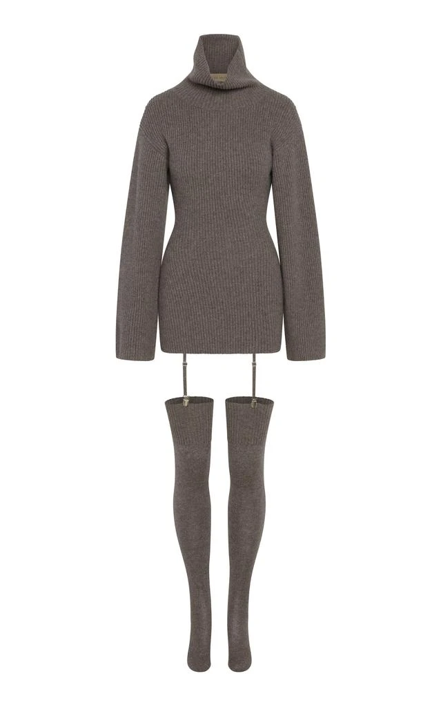 Aya Muse Aya Muse - Cursa Turtleneck Cashmere Mini Dress - Dark Grey - S - Moda Operandi 1