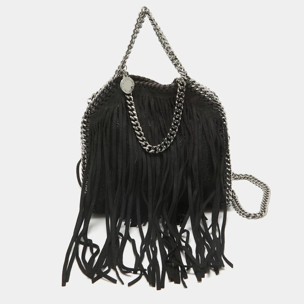 Stella McCartney Stella McCartney Black Faux Suede Falabella Fringe Shoulder Bag 1