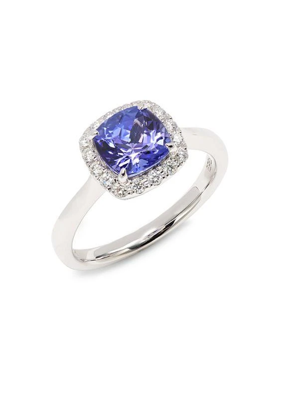 Effy 14K White Gold, Cushion Cut Tanzanite
0.19 TCW Diamond Halo Ring 1