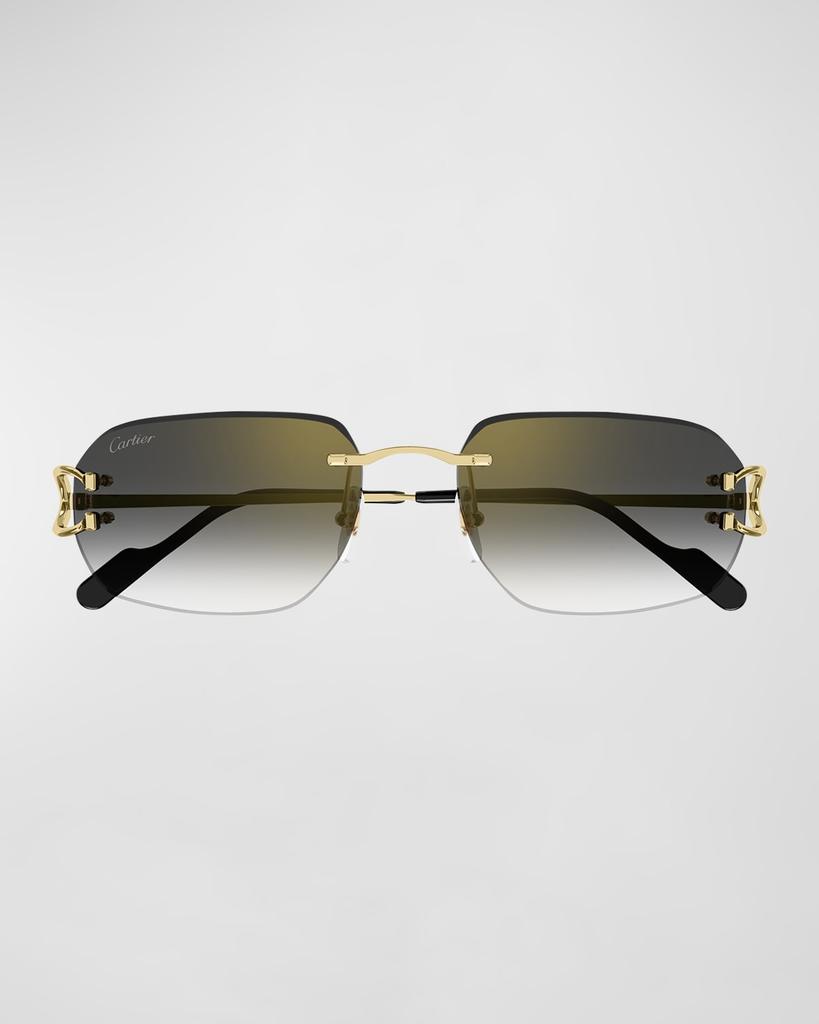 Cartier Men's Rimless Metal Rectangle Sunglasses