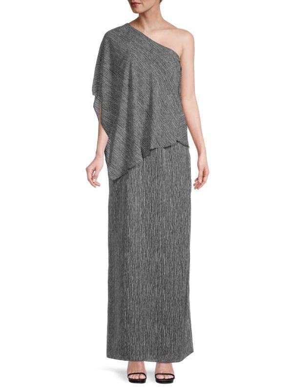 Halston Heritage Striped One-Shoulder Maxi Dress 1