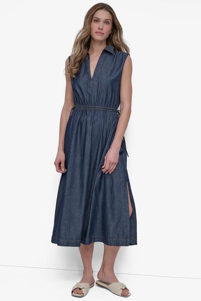 DKNY HIGH-SPLIT MIDI SHIRT DRESS