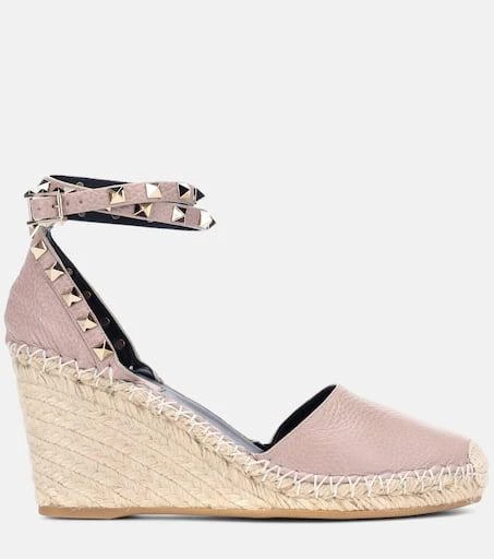Valentino Rockstud Double leather wedge espadrilles 5
