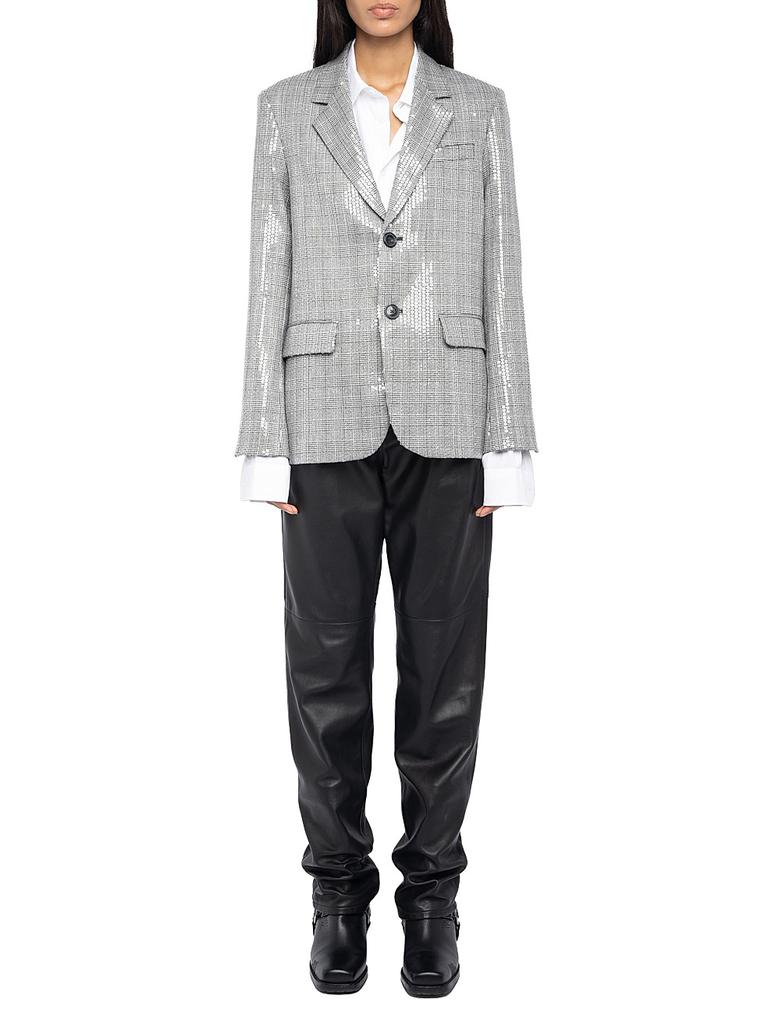 ZADIG & VOLTAIRE Vanille Car Sequined Plaid Blazer