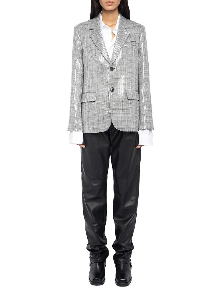 ZADIG & VOLTAIRE Vanille Car Sequined Plaid Blazer 2