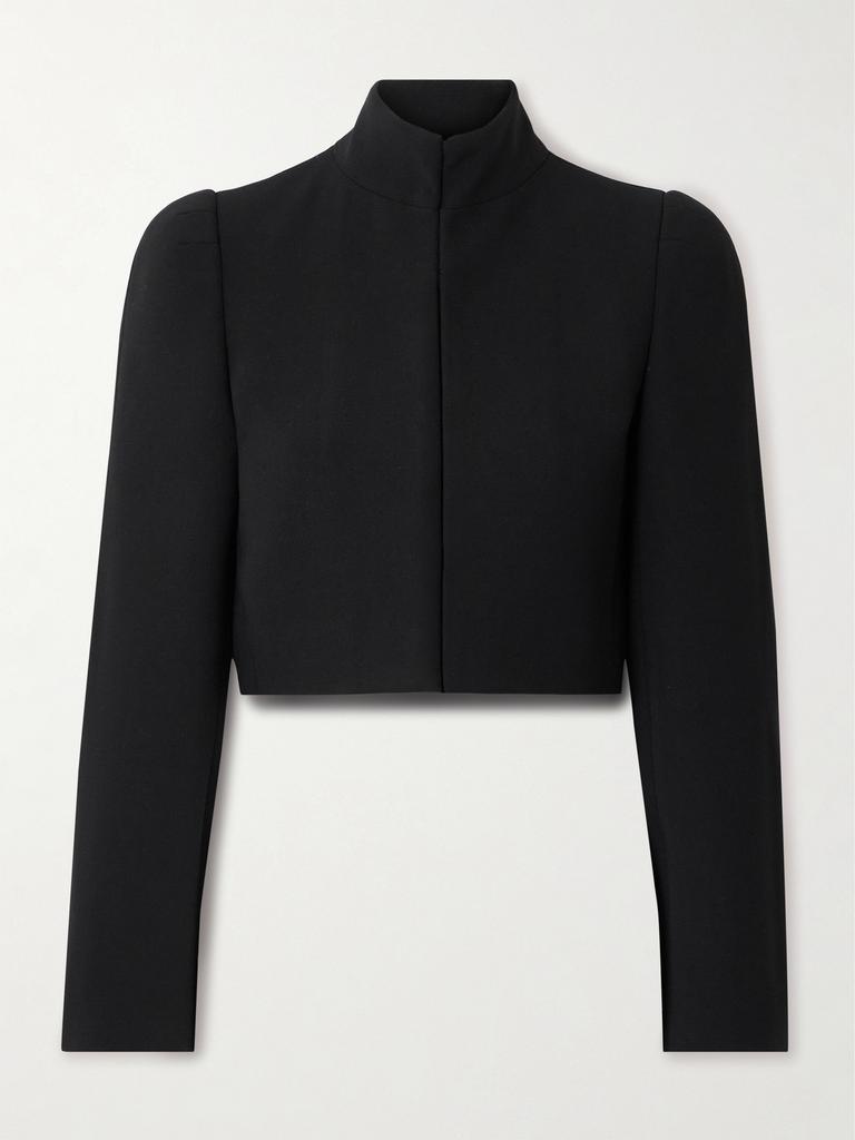 Shop Trompe l'oeil cropped virgin wool jacket on Sale at