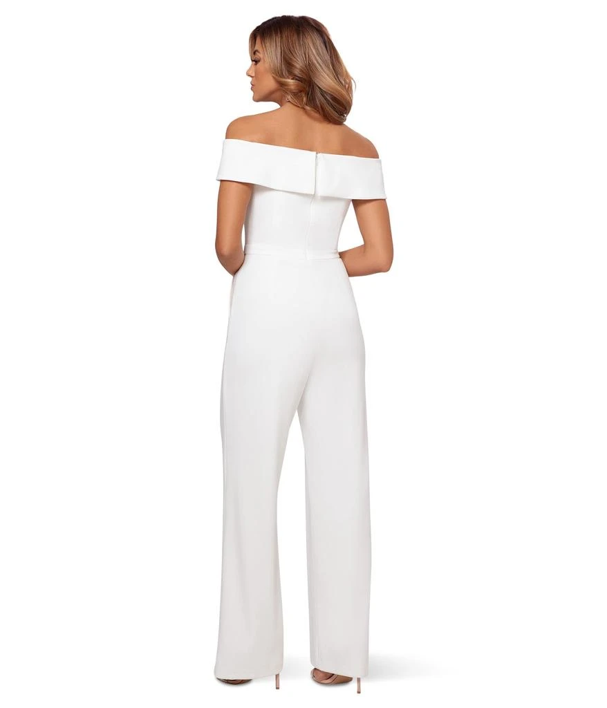 XSCAPE Over-the-Shoulder Scuba Crepe Jumpsuit 3