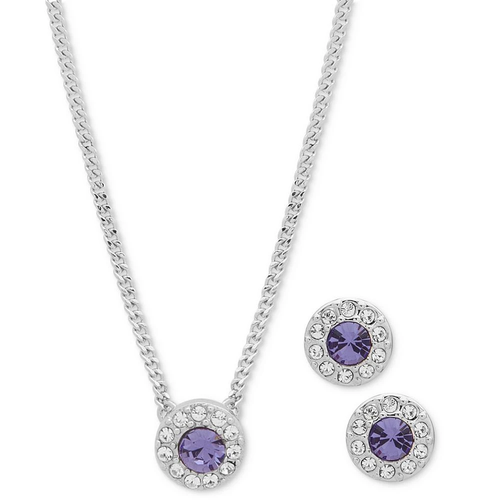 Givenchy Pavé & Color Crystal Pendant Necklace & Stud Earrings Set 1