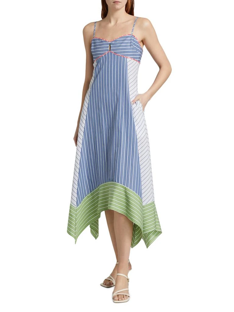 Tanya Taylor Samantha Striped Cotton Handkerchief Midi-Dress 2