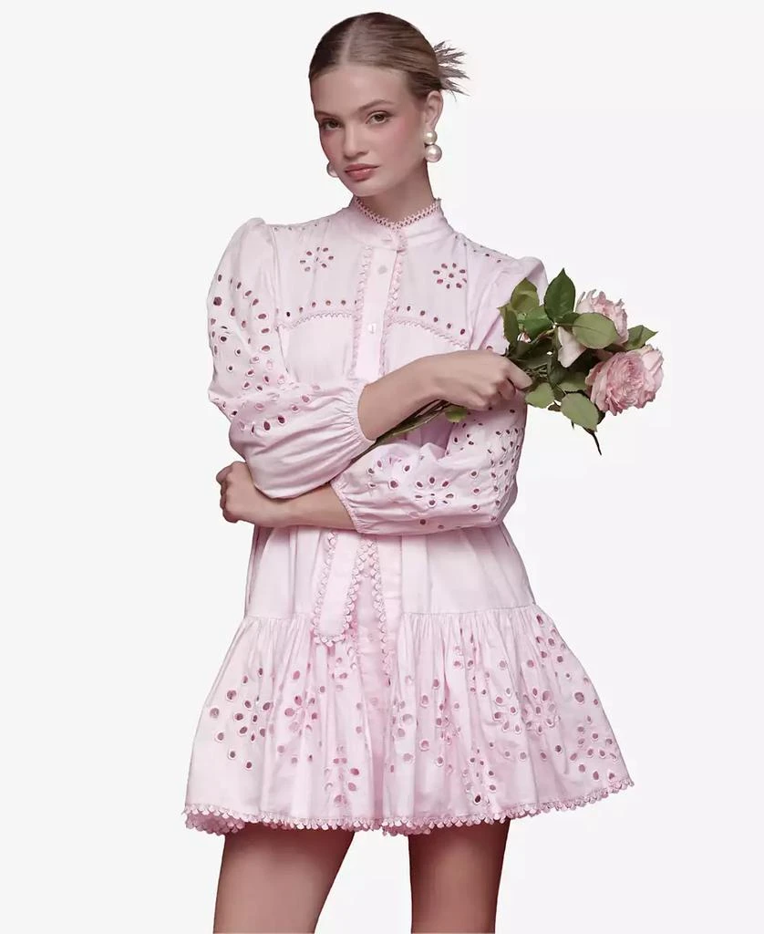 Avec Les Filles Women
s Eyelet Cotton Lined Shirt Dress 7