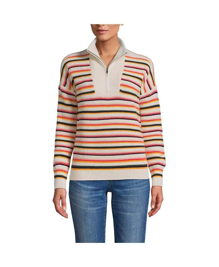 Lands' End Petite Drifter Quarter Zip Pullover Sweater 1