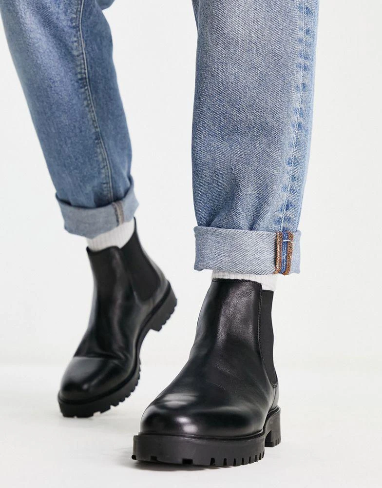 WALK LONDON Walk London Sean chunky chelsea boots in black leather 3