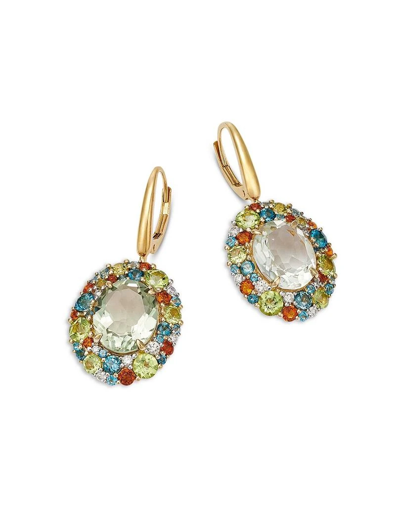 Bloomingdale
s Fine Collection Prasiolite, Multi Gemstone 
Diamond Hoop Drop Earrings in 14K Yellow Gold 3