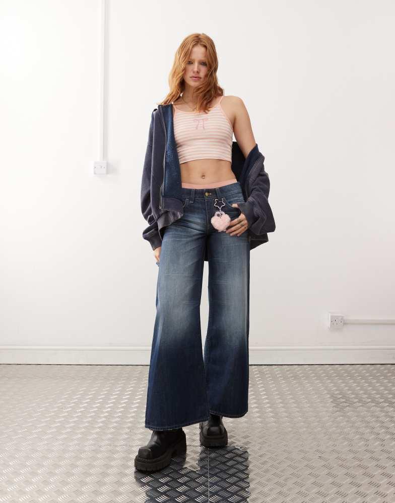Cheap Monday Cheap Monday Poser mid rise wide leg skater jeans in star dark wash blue